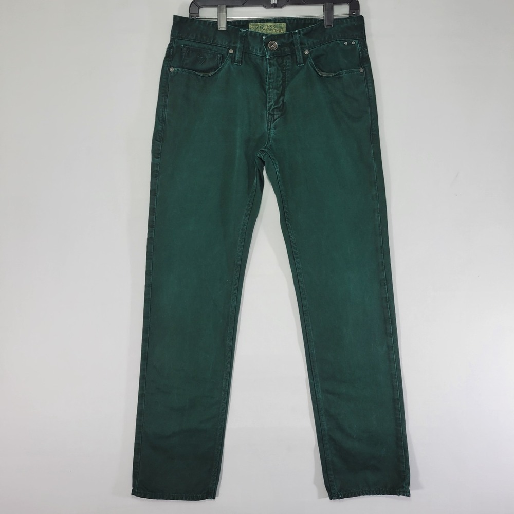 Guess Men's Jeans Emerald Green Lincoln Slim Fit Size‎ 32x33